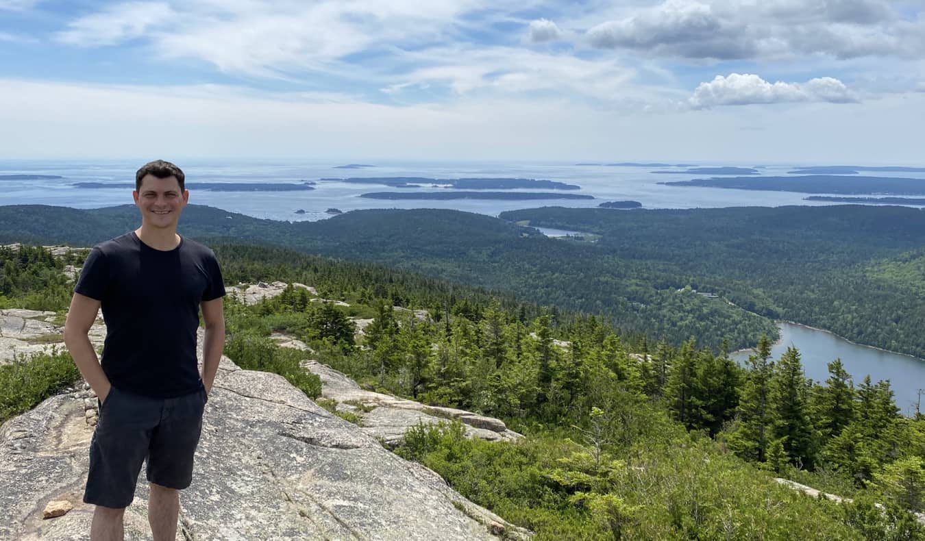 Bright blue skies in Acadia National Park in Maine