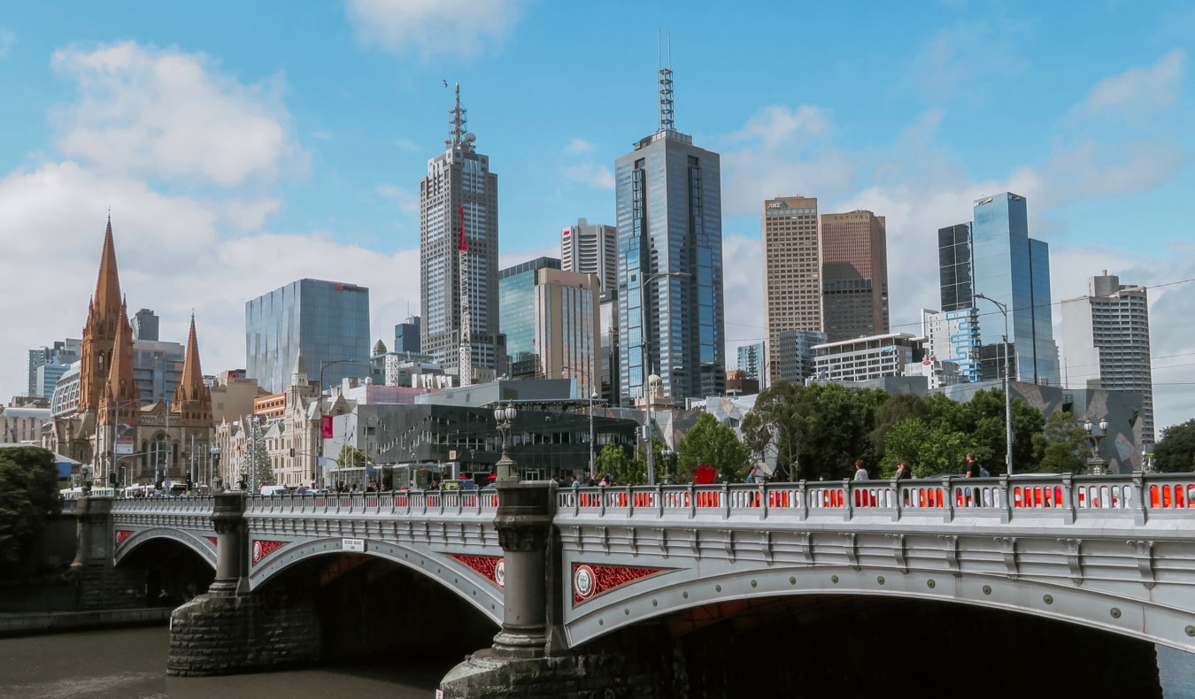 Melbourne Skyline Looking Into Flinders Street and A Modern District Filled  With Skyscrapers, Melbourne, Australia - Travel Off Path