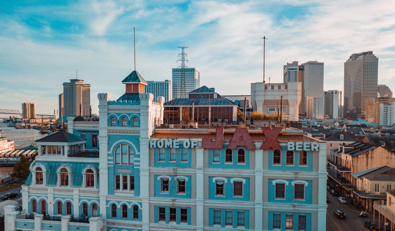 The colorful skyline of New Orleans, Louisiana on a bright summer day