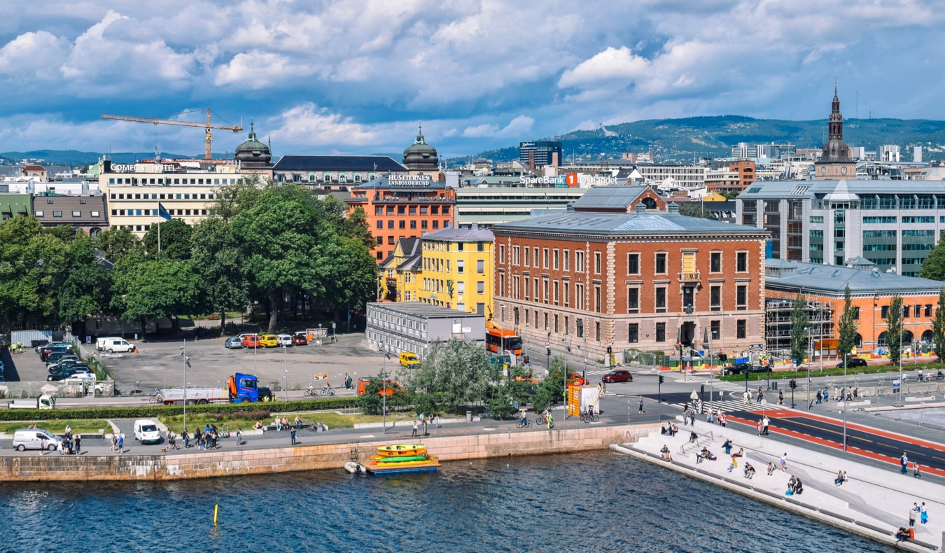 Downtown Oslo, Norway in the summer near the water