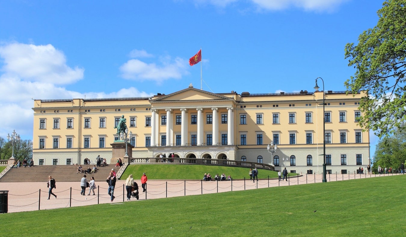 The historic Royal Palace in Oslo, Norway in the summer