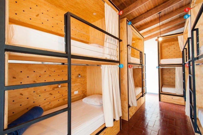 The cozy bunk beds of the Capital Hostel in San José, Costa Rica