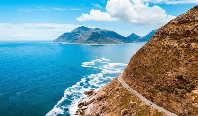 The beautiful coastal drive along the ocean near Cape Town, South Africa
