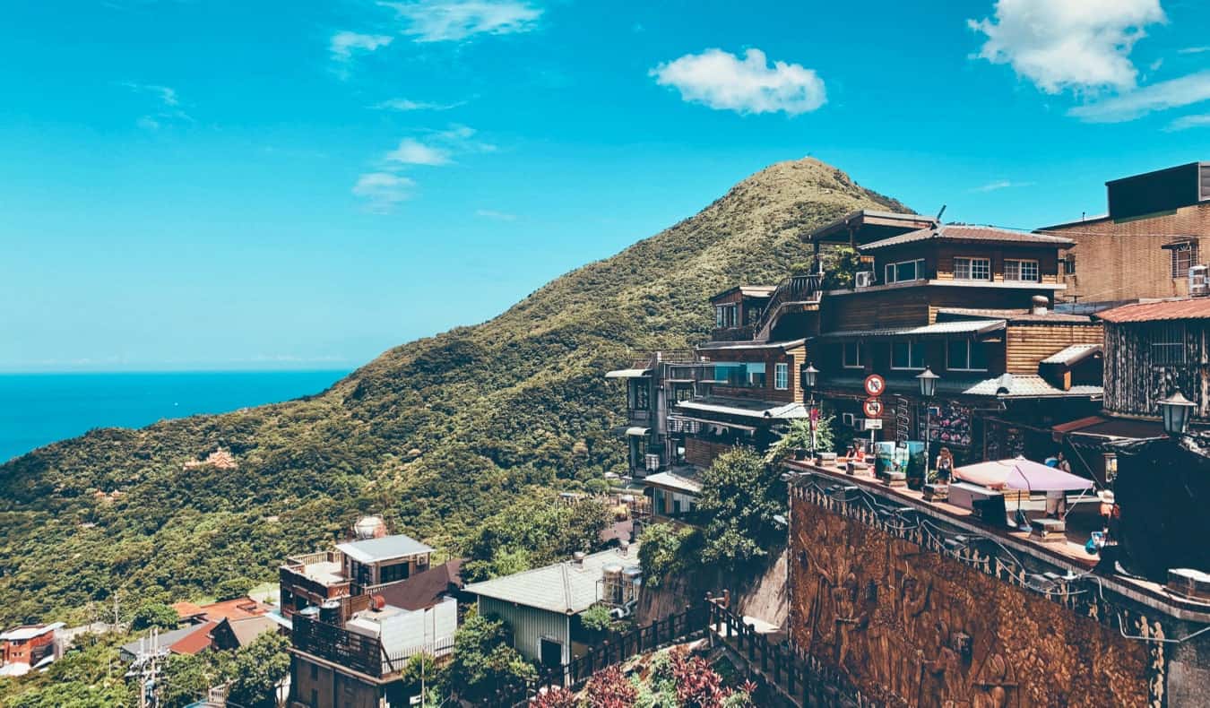 View overlooking the beautiful landscape of the island of Taiwan on a sunny day