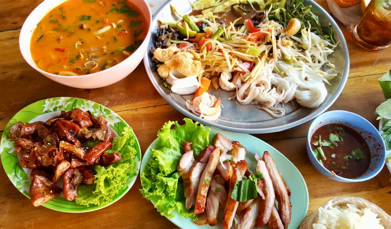 A delicious meal of local food in Thailand