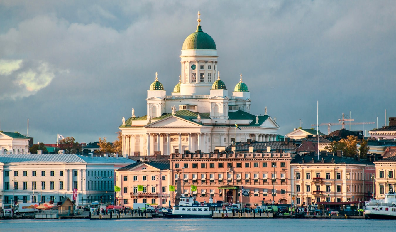 The historic skyline of Helsinki, Finland