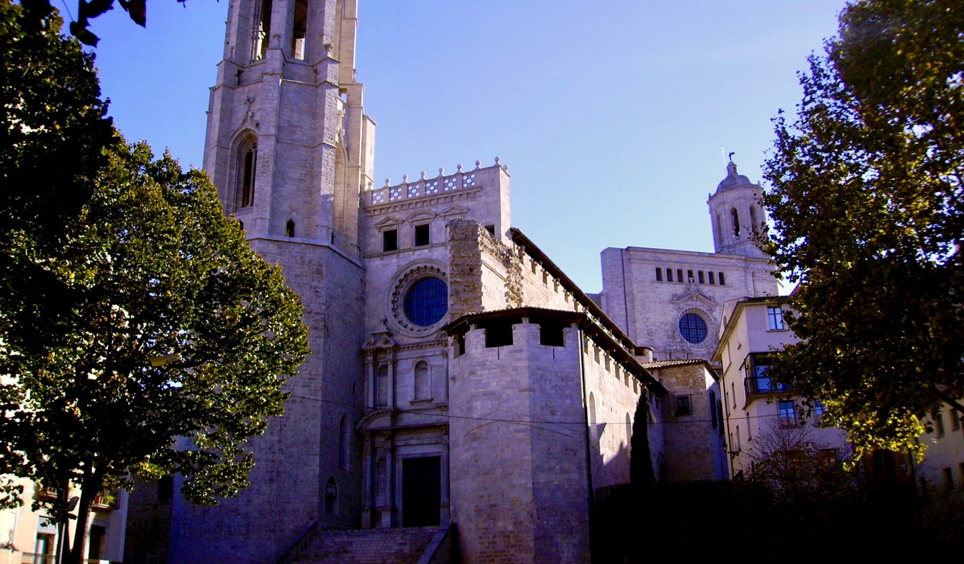 The exterior of the Basilica de Sant Feliu in Girona, Spain