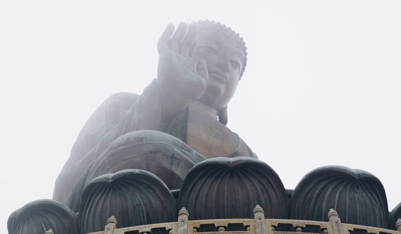 The massive Buddha statue at Ngong Ping 360 in Hong Kong