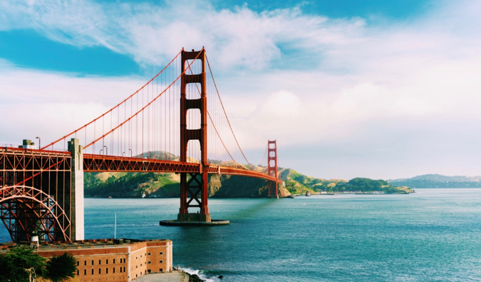 The famous Golden Gate Bridge in San Francisco, USA in the summer