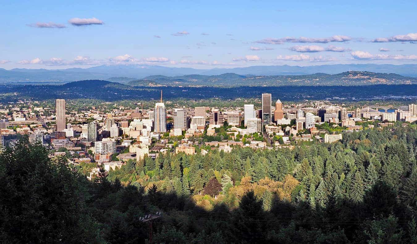 The view overlooking the city of Portland, Oregon