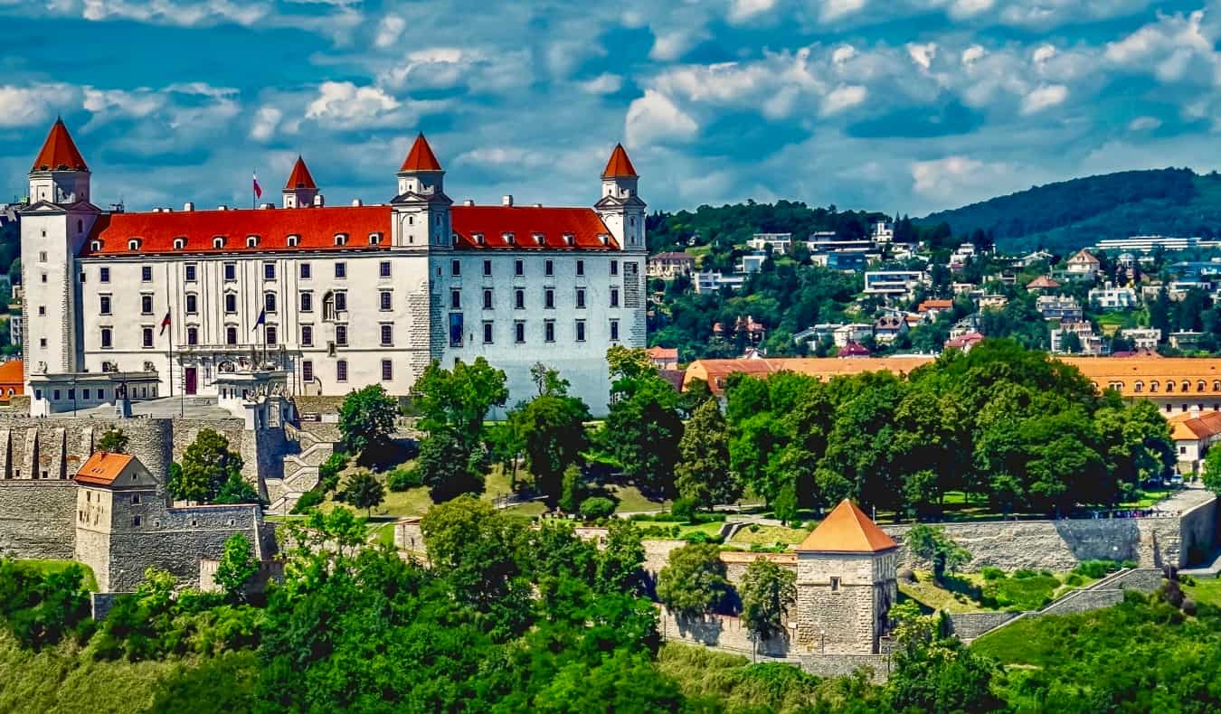 A huge old castle in Bratislava, Slovakia in the summer