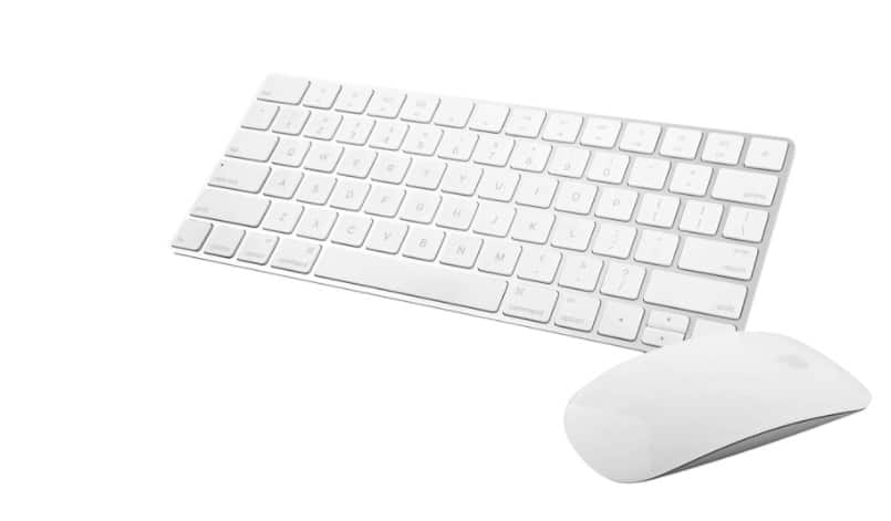 A wireless mouse and Apple keyboard