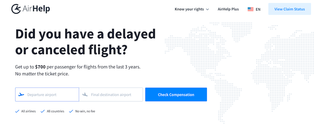 A screenshot from the AirHelp website