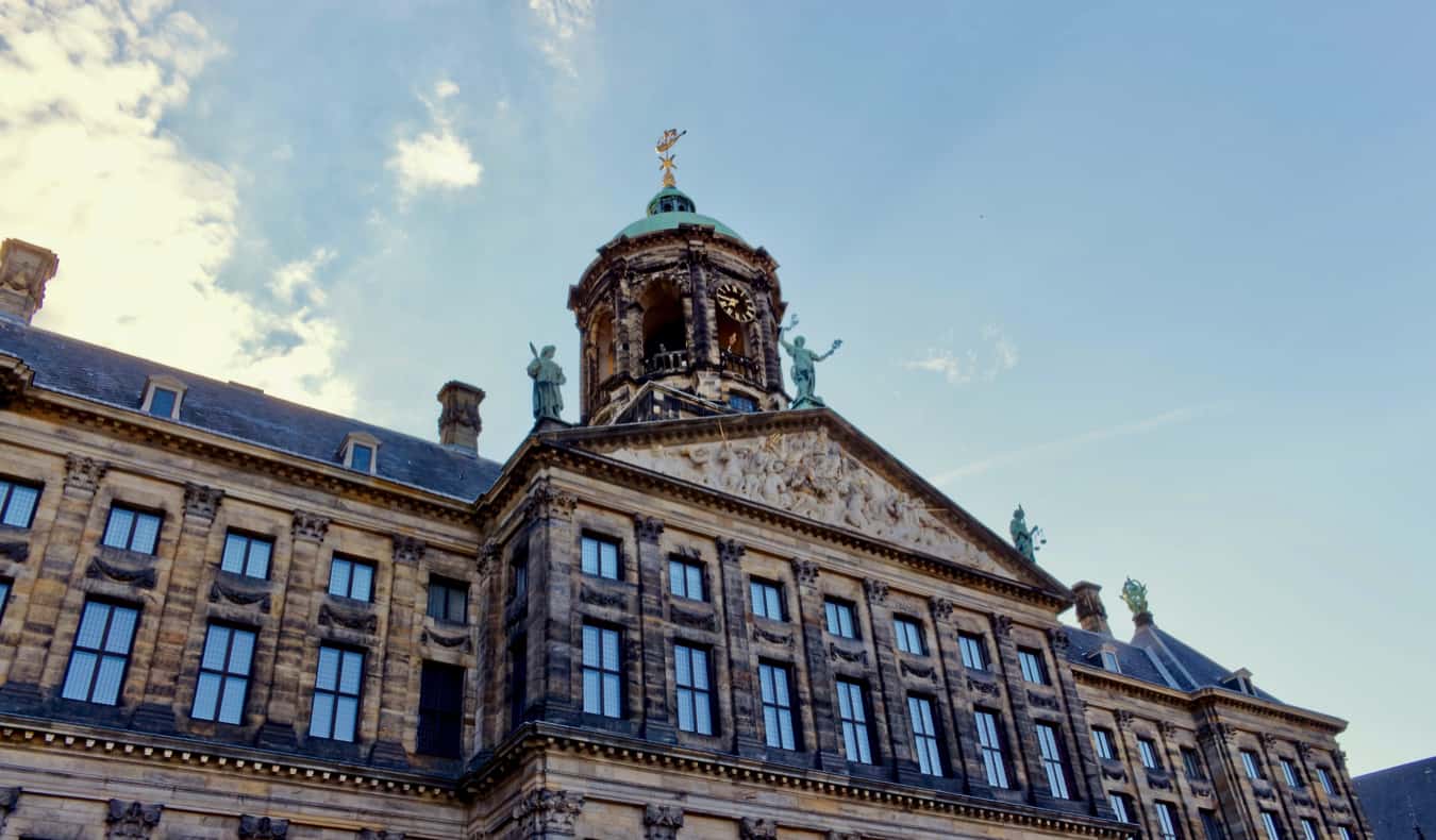 The exterior of the Royal Palace in Amsterdam, Netherlands