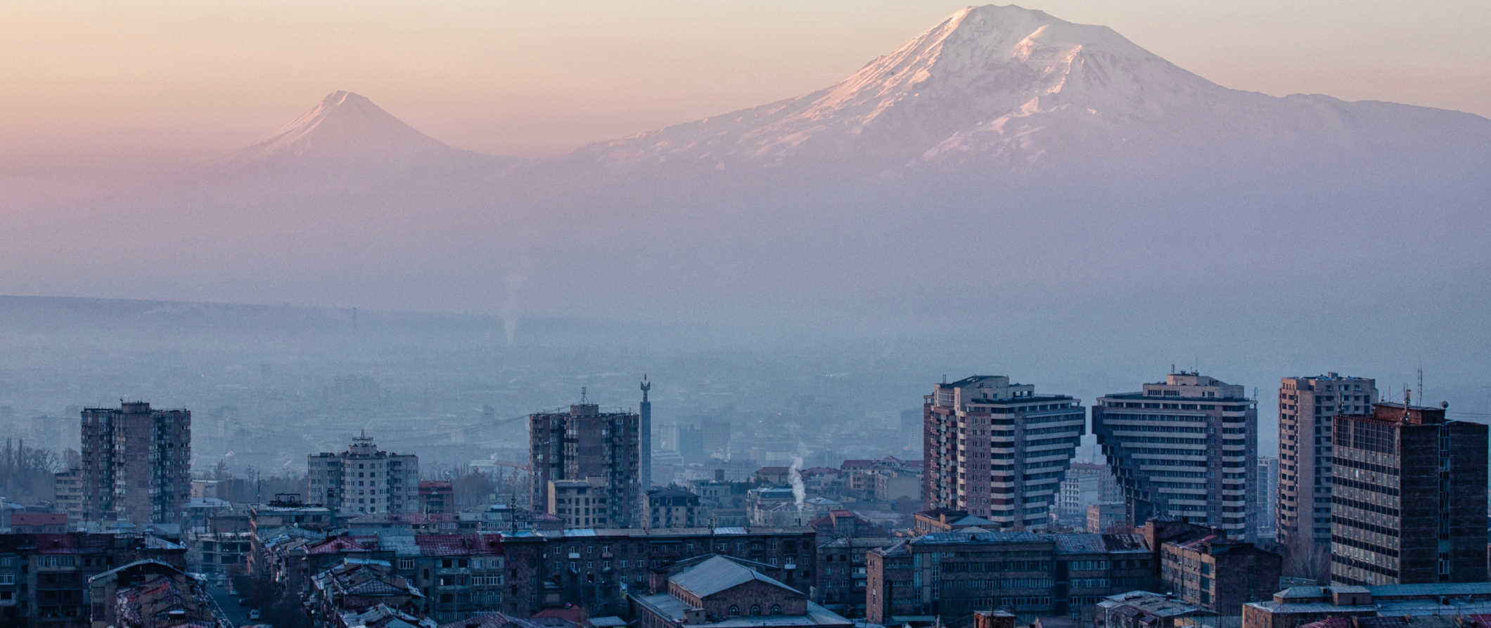 Mount Ararat and the Yerevan skyline in Armenia