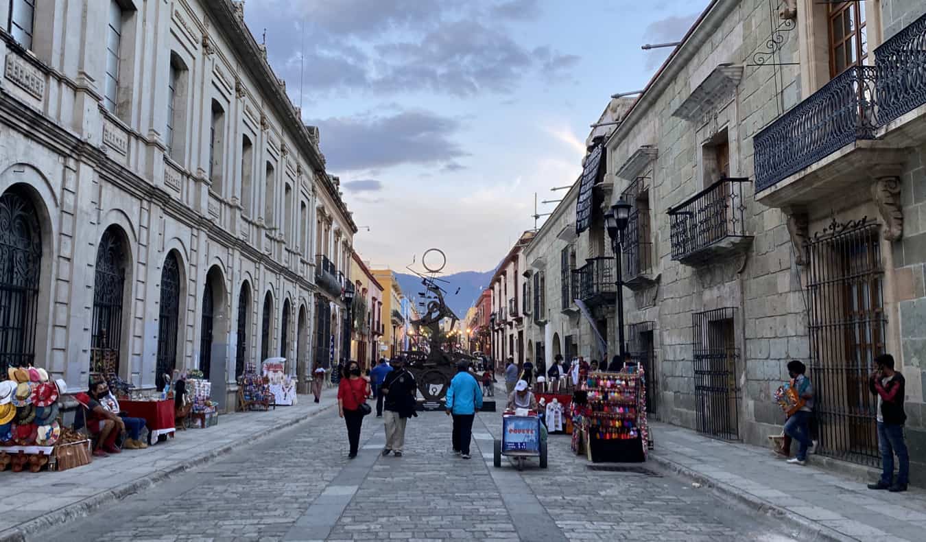 A quiet historic street in Mexico