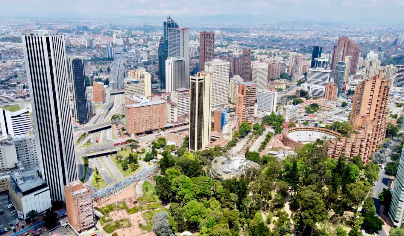 The towering skyline of Bogota, Colombia