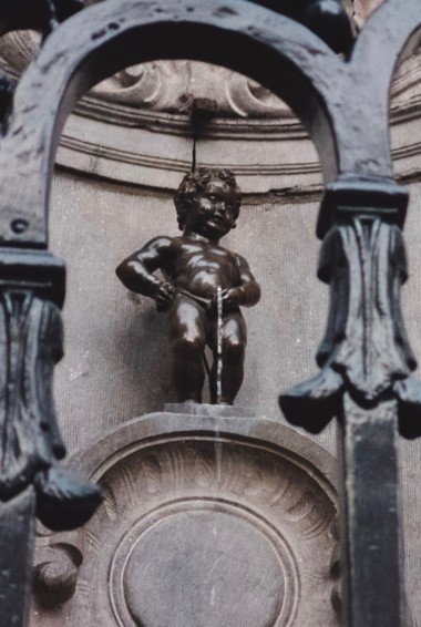 The famous peeing statue in Brussels, Belgium
