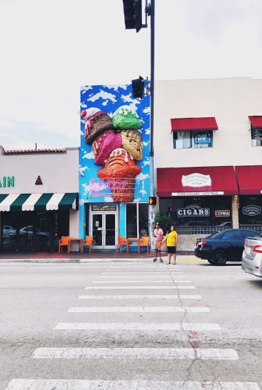 mural and cigar shop storefront on calle ocho in Miami
