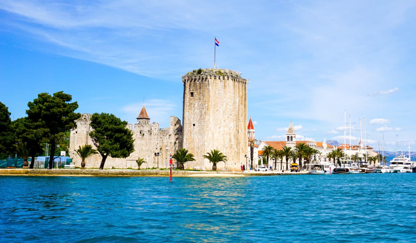 The colorful waters near Trogir on the Dalmatian Coast of Croatia