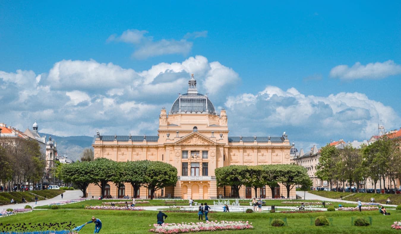 A huge palatial building in Zagreb, Croatia