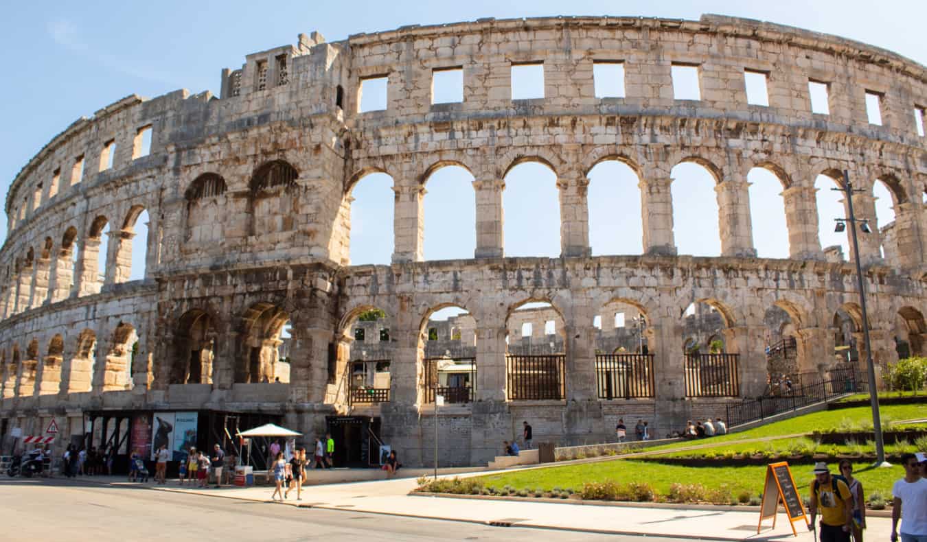 The old Roman amphitheater in Pula, Coratia on the Istrian Peninsula