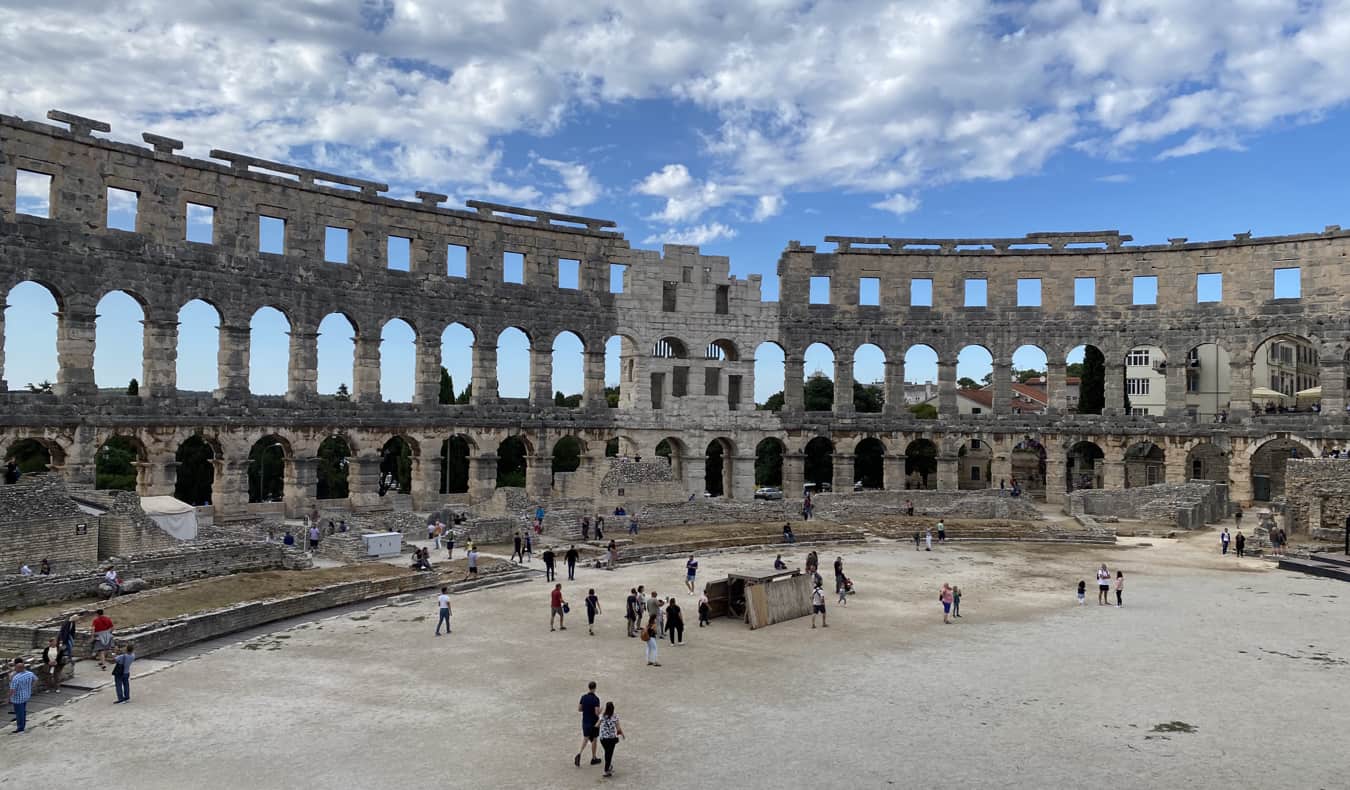 An ancient Roman amphitheater in Pula, Croatia