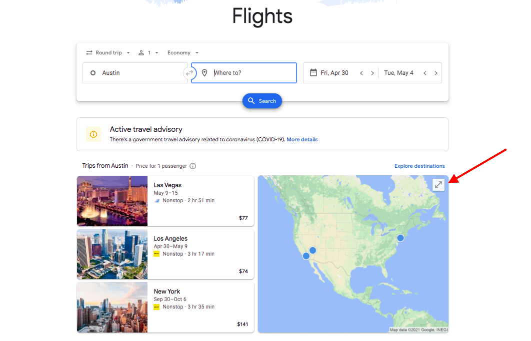 searching Google Flights for cheap airline tickets