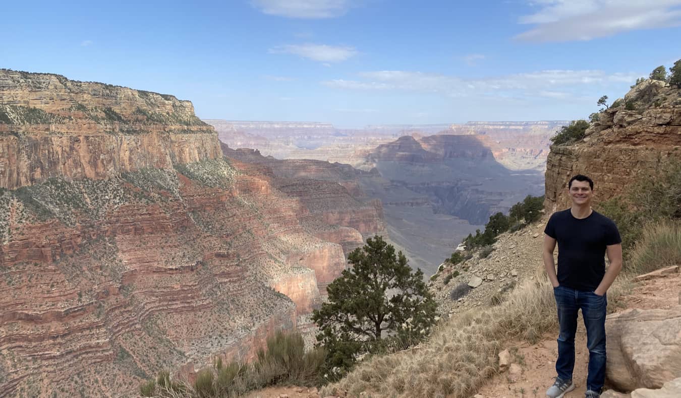 Nomadic Matt hiking in the Grand Canyon