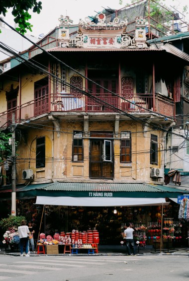 yellow building in Hanoi Old Quarter