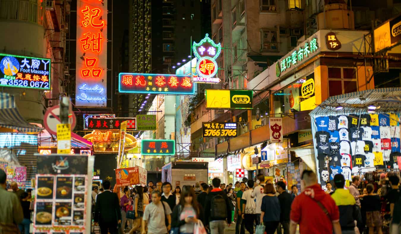 the bustling streets of Mong Kok in Hong Kong