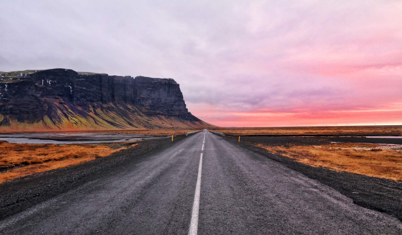 road in Iceland during sunset