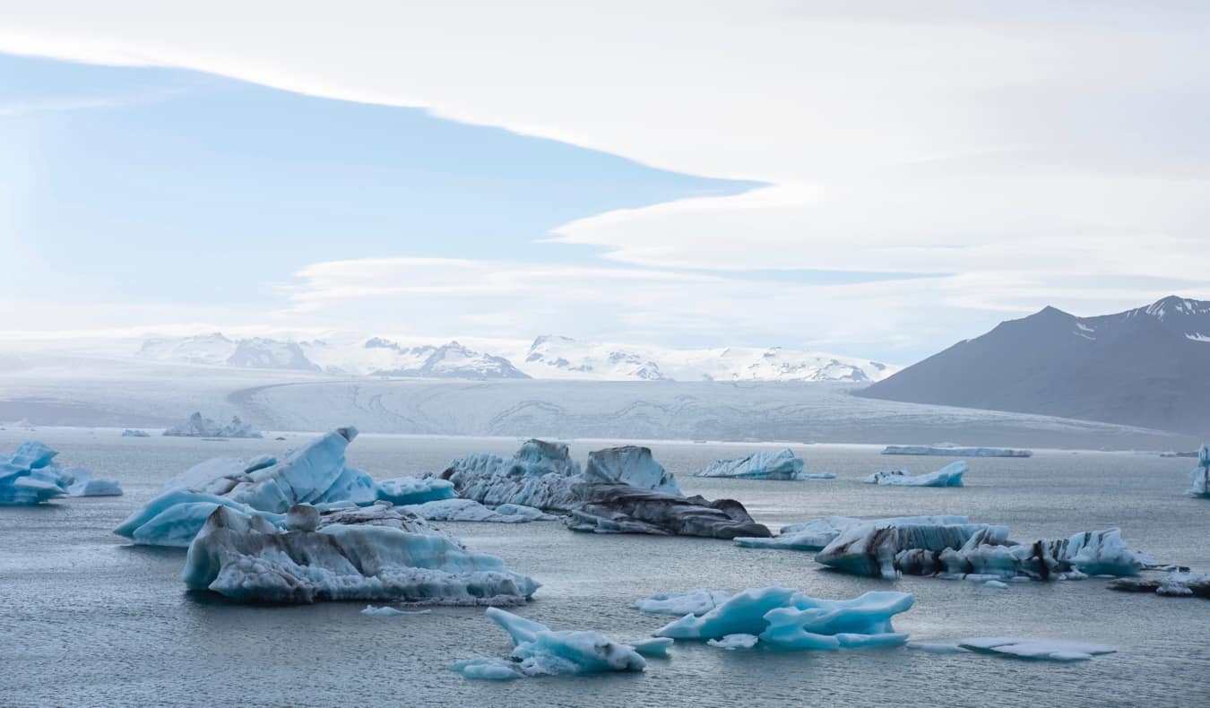 Icebergs in the lagoon in Iceland