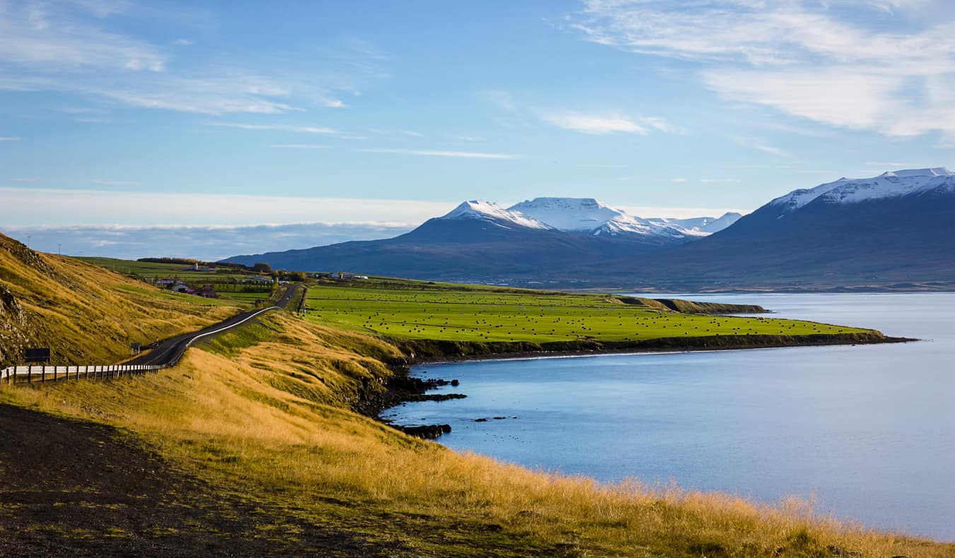 Sprawling fields near Akureyri, Iceland