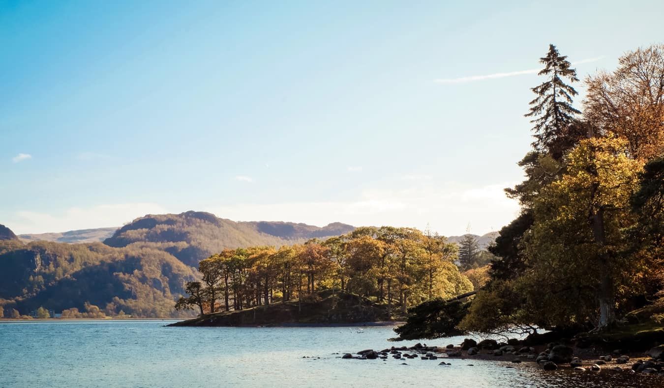 A sunny day on the water in the Lake District in England