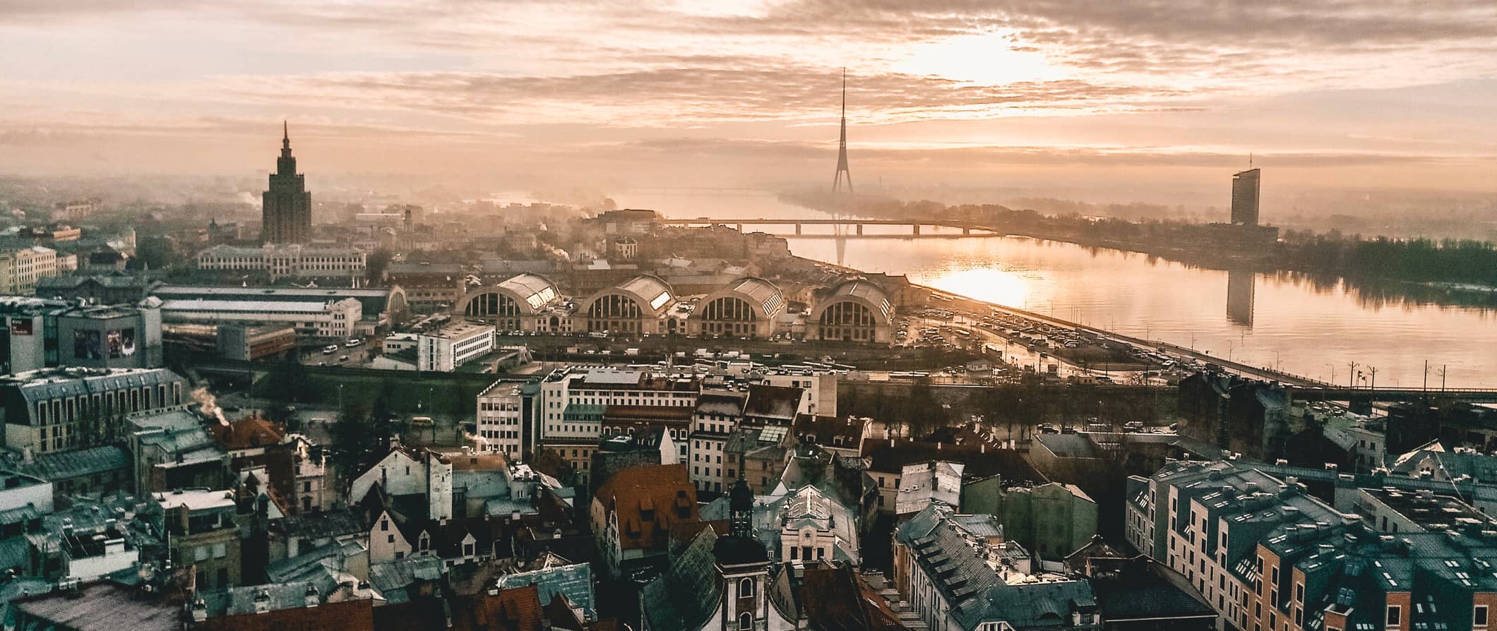 An aerial view of Riga, the capital of Latvia