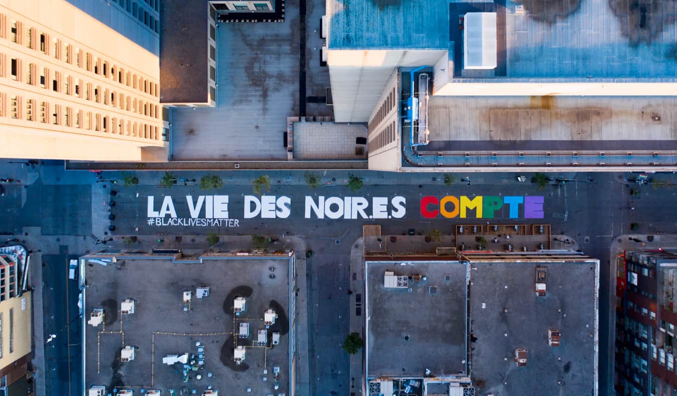 A black lives matter sign in the gay district of Montreal, Canada