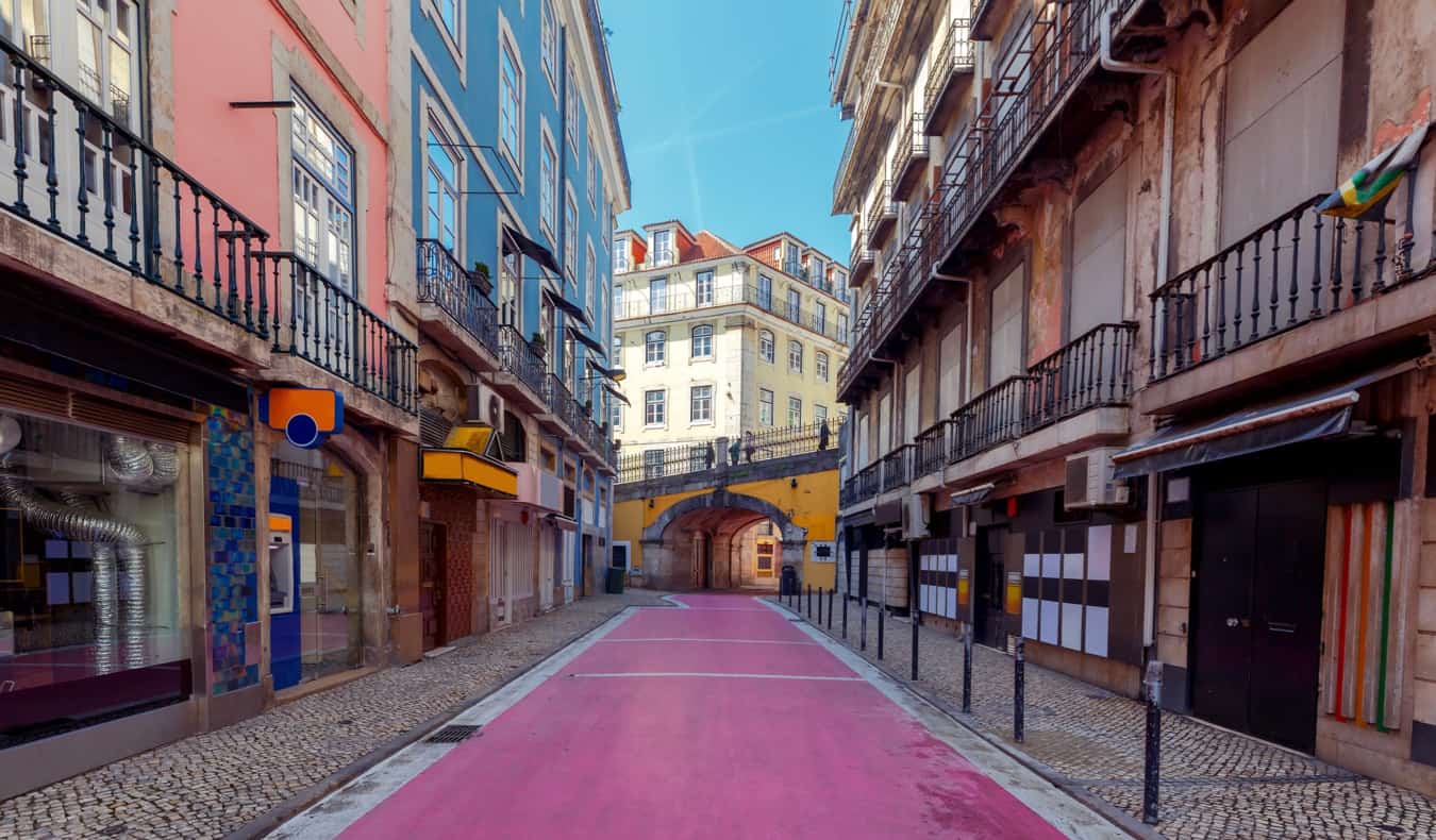 The famous Pink Street in Lisbon, Portugal