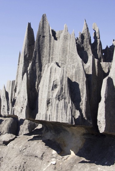 The rugged, sharp rocks and cliffs of Tsingy, Madagascar