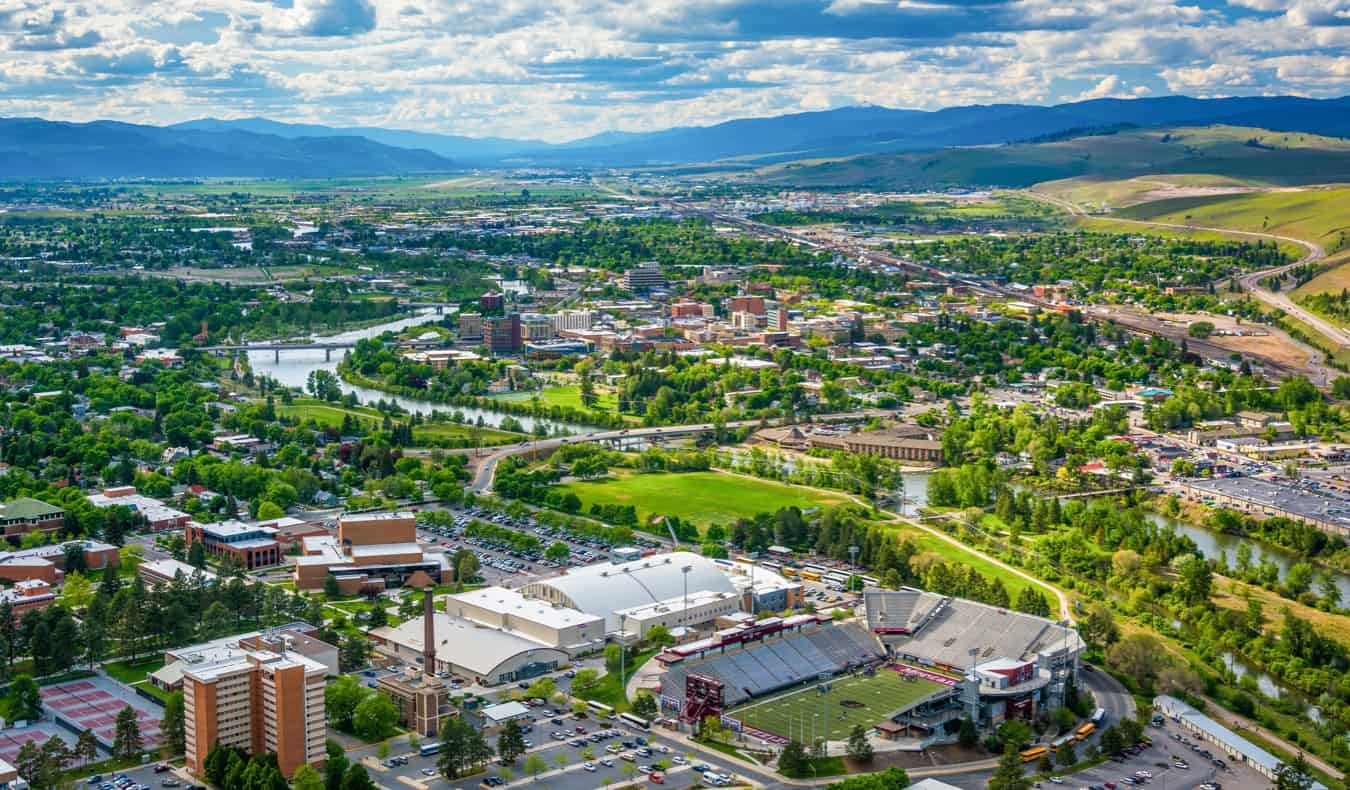 The view overlooking Missoula, Montana during the summer