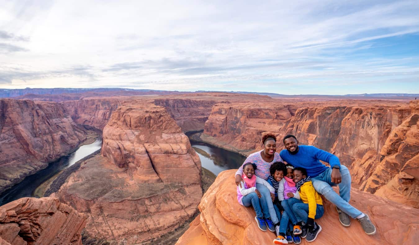 Karen from The Mom Trotter and her family at Horseshoe Bend, USA