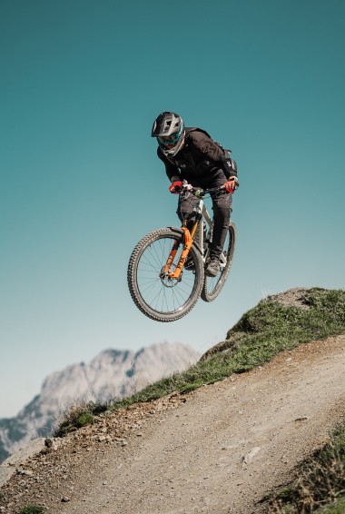 mountain biker in the air