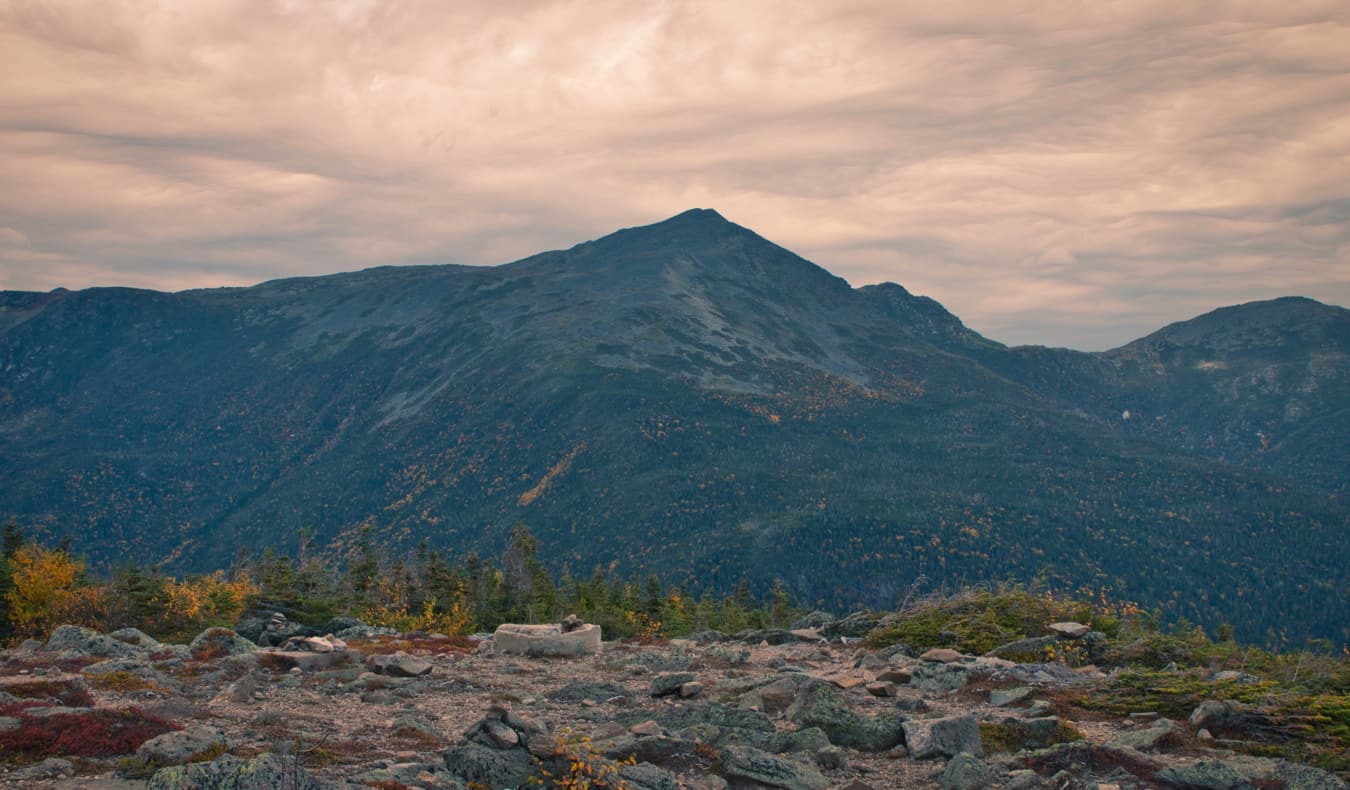 Mount Washington, New Hampshire as seen from the distance at sunset