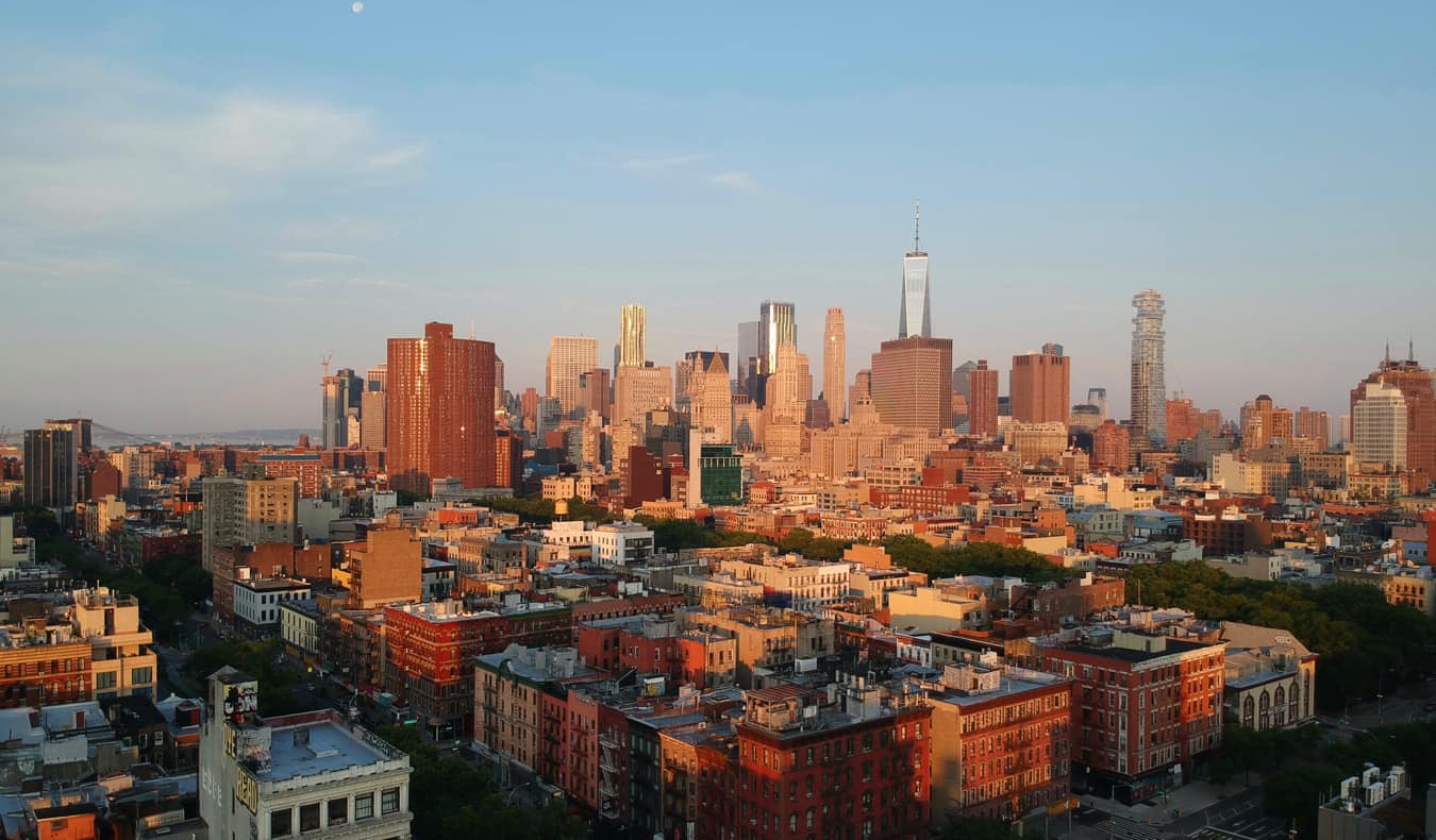 The tall apartments and buildings of the Lower East Side in NYC