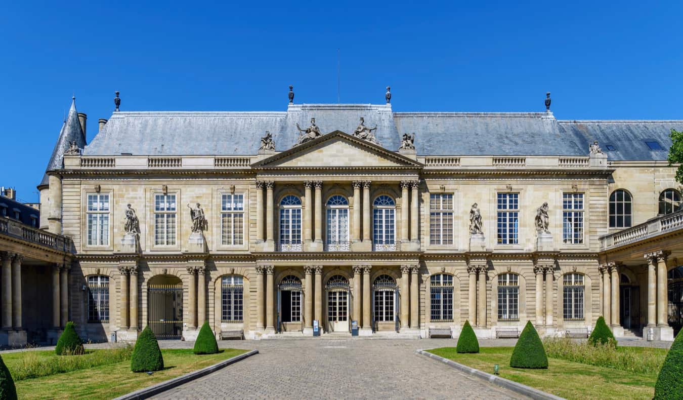 The exterior of the National Archives in Paris, France