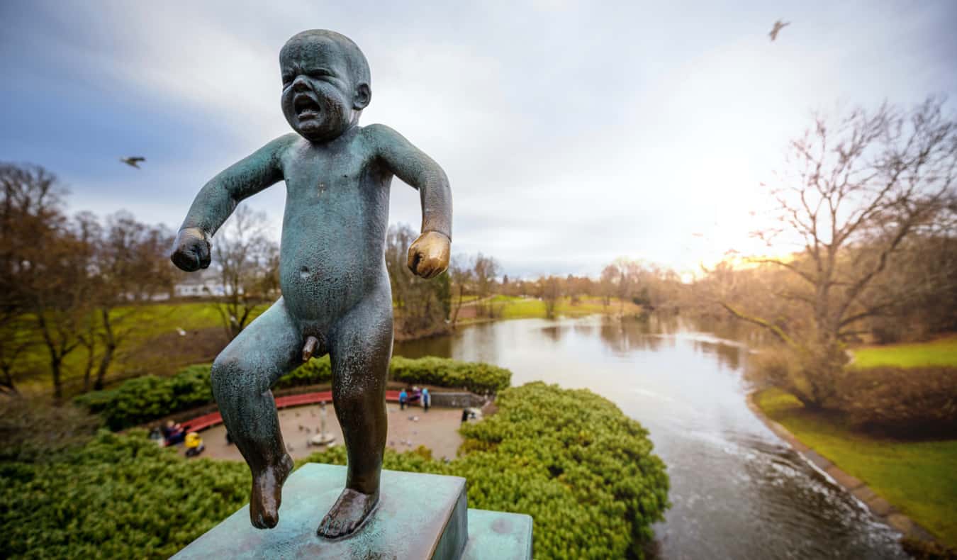The famous baby statue in Vigeland Park in Oslo, Norway