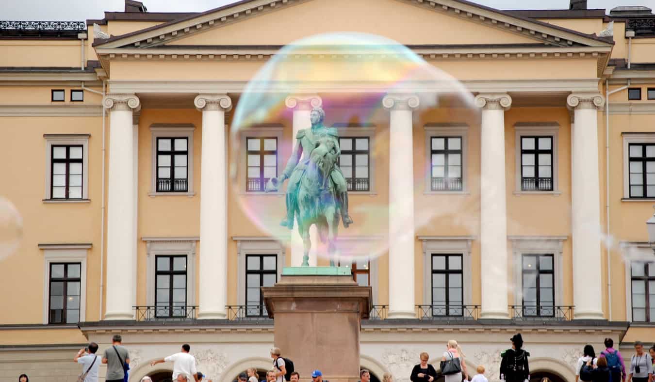 People gathered in front of the Royal Palace in Oslo, Norway