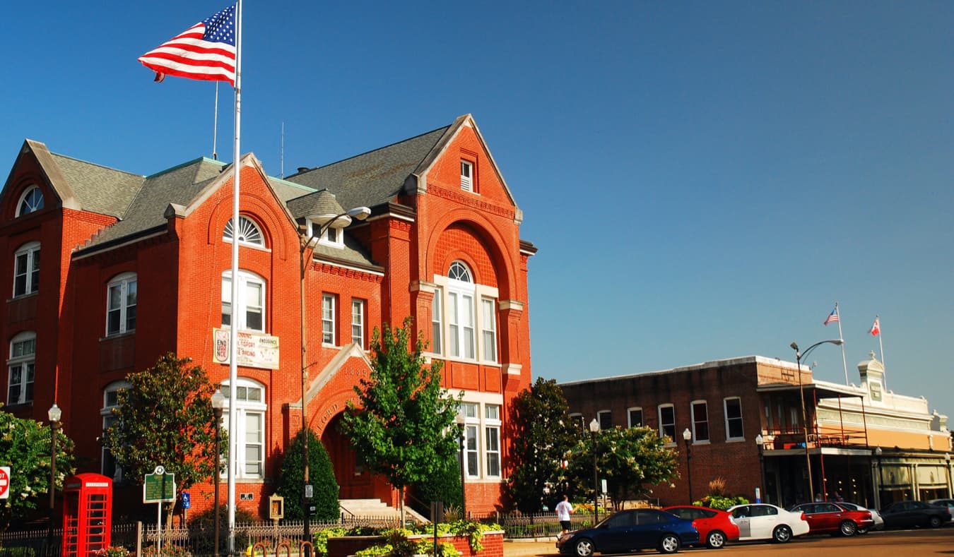 A historic brick building in Oxford, USA