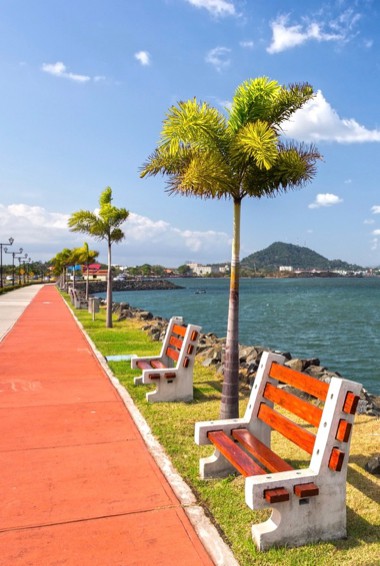The scenic Amador Causeway in Panama City, Panama
