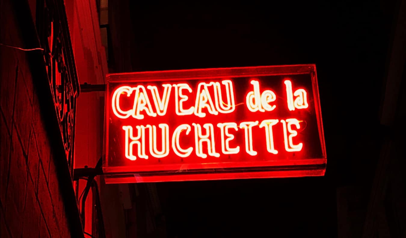 The sign outside of a jazz bar in Paris, France